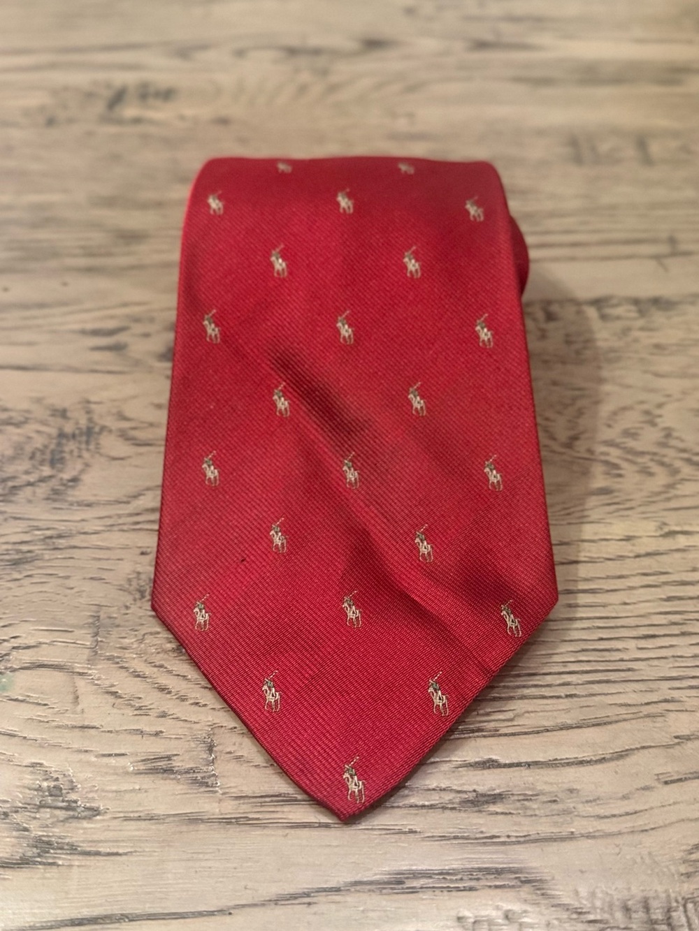 Polo by Ralph Lauren Red Tie with Gold Pony Motif